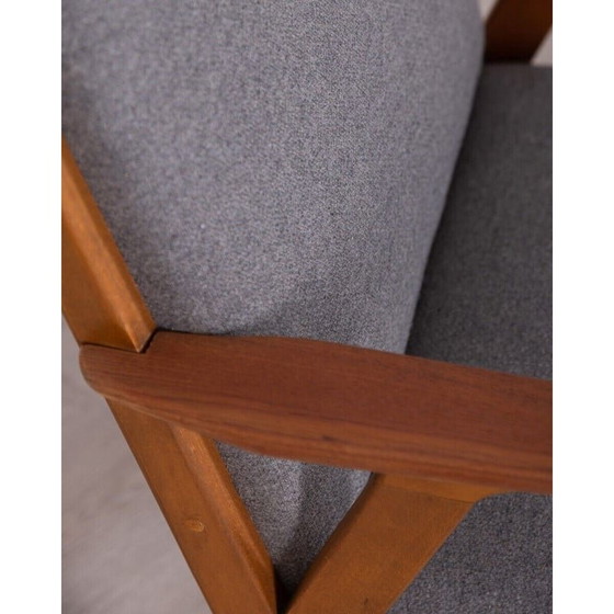 Image 1 of Fauteuil vintage en teck, tissu et bois de hêtre, années 1960