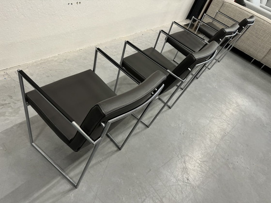 Image 1 of 4 chaises de salle à manger Harvink Dash en cuir gris