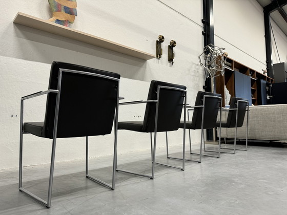 Image 1 of 4 chaises de salle à manger Harvink Dash en cuir gris