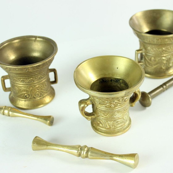Image 1 of Ensemble de 3 pilons et mortiers en laiton, Tchécoslovaquie 1940