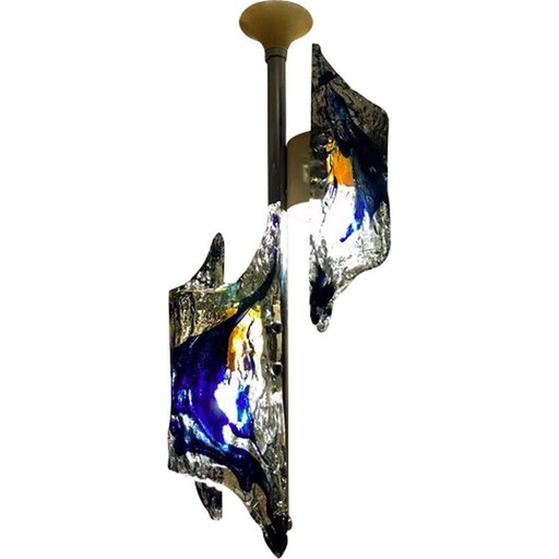 Lampe suspendue vintage en verre de Murano Mazzega, 1970