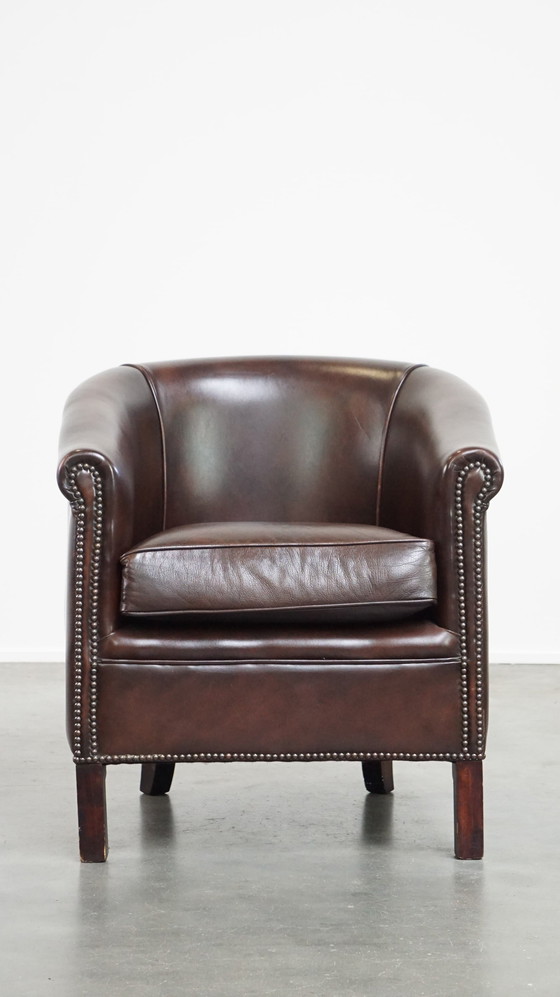 Image 1 of Fauteuil club en cuir de bœuf