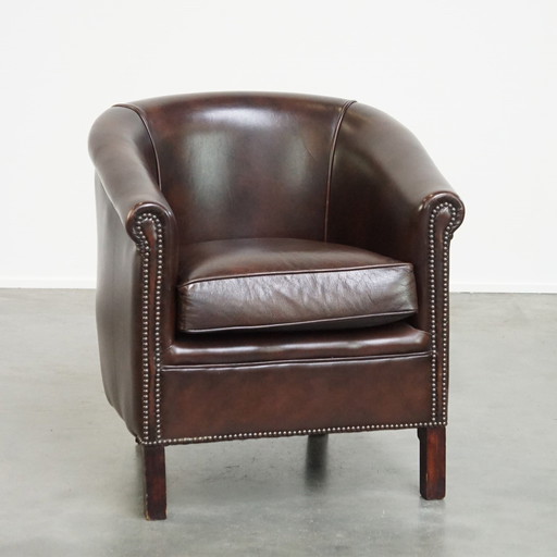 Fauteuil club en cuir de bœuf