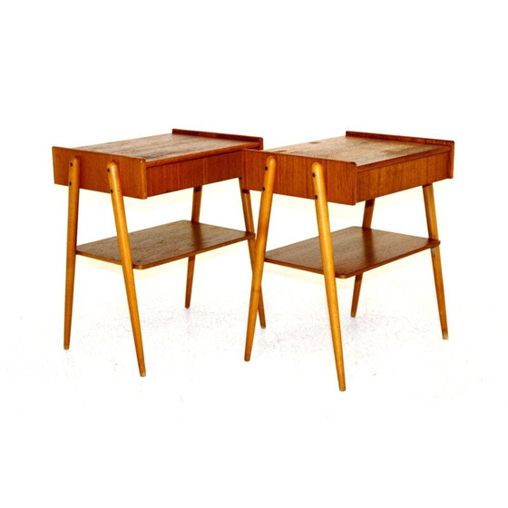Image 1 of Paire de tables de nuit vintage en teck par Carlstöm et Co Möbelfabrik, Suède années 1960