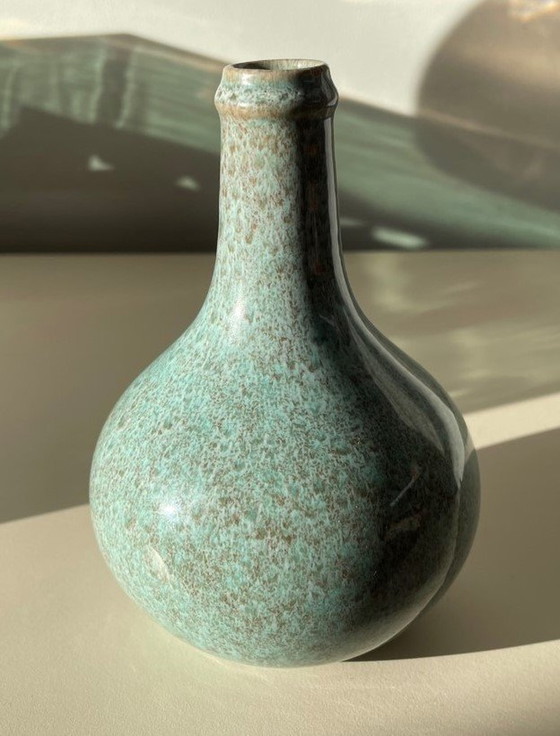 Image 1 of Vase Art Déco en poterie turquoise