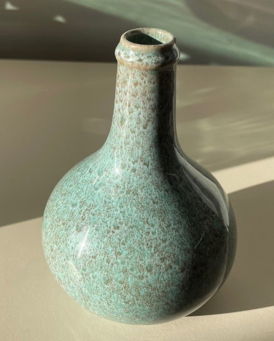 Image 1 of Vase Art Déco en poterie turquoise