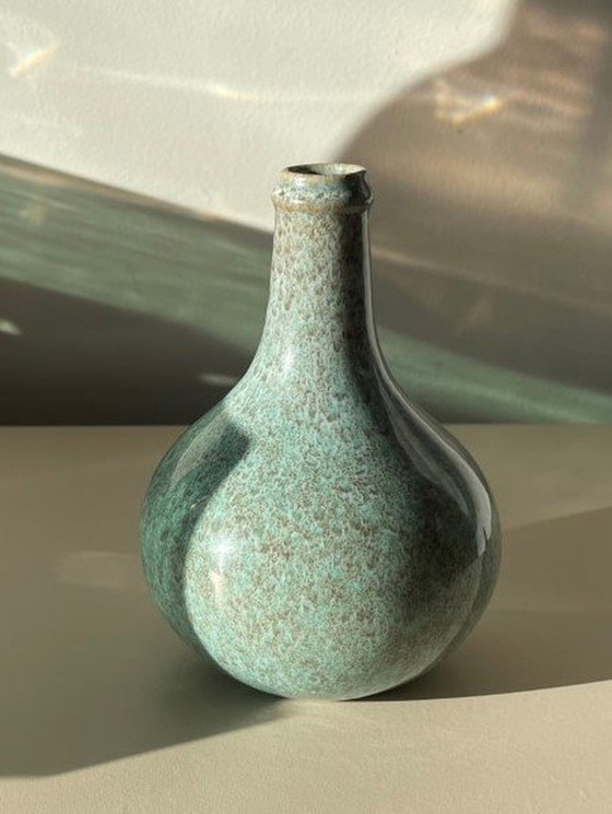 Image 1 of Vase Art Déco en poterie turquoise