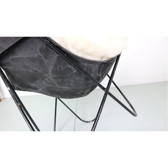 Image 1 of Chaise papillon vintage en métal et toile par Jorge Hardoy-Ferrari pour Knoll, 1960