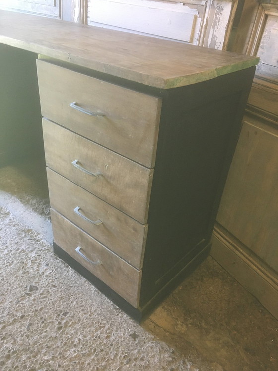Image 1 of Bureau d'atelier vintage en peuplier et hêtre, 1950-1960