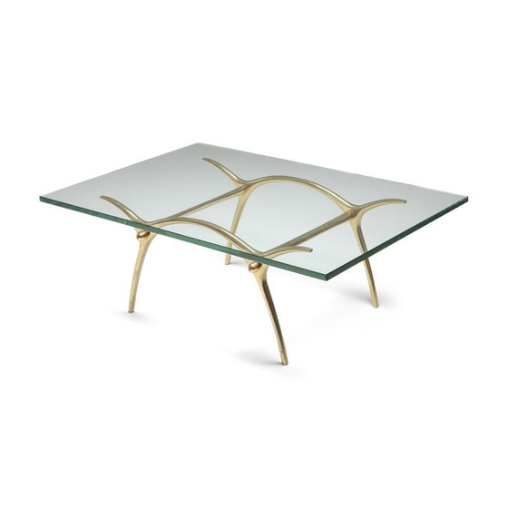 Image 1 of Table basse Vintage Hollywood Regency en bronze, Belgique 1970