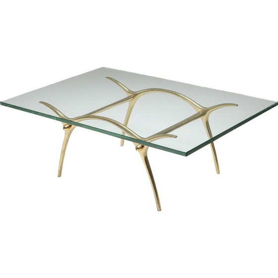 Image 1 of Table basse Vintage Hollywood Regency en bronze, Belgique 1970