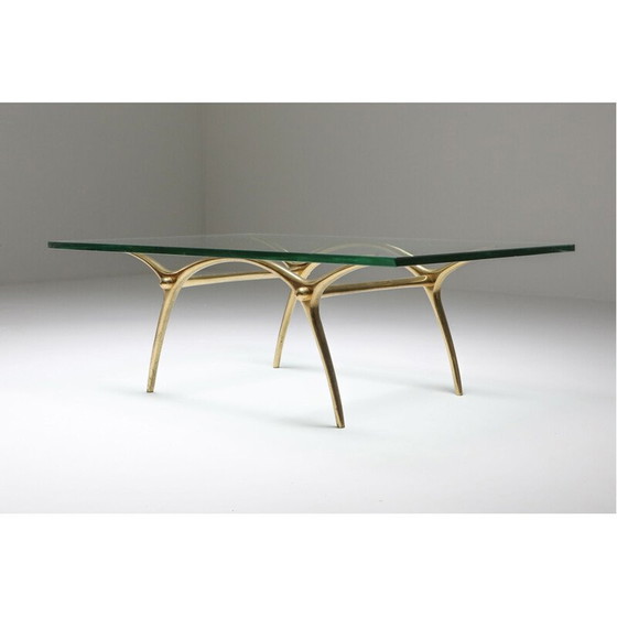 Image 1 of Table basse Vintage Hollywood Regency en bronze, Belgique 1970