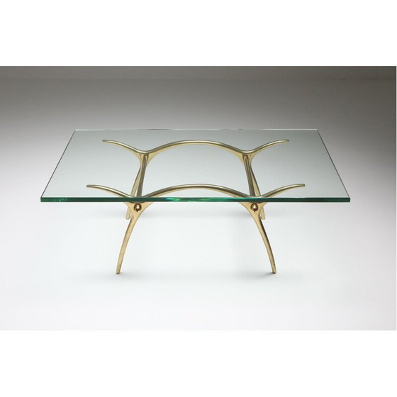 Image 1 of Table basse Vintage Hollywood Regency en bronze, Belgique 1970