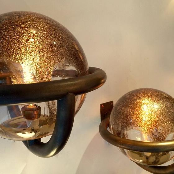 Image 1 of Paire d'appliques Saturne en verre de Murano - années 1980