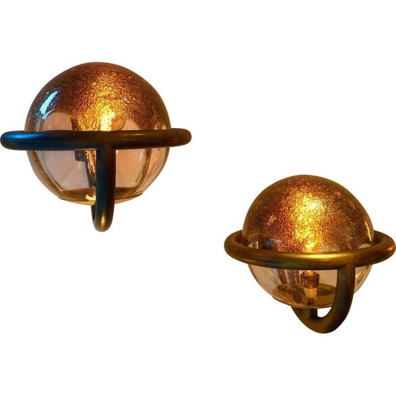 Image 1 of Paire d'appliques Saturne en verre de Murano - années 1980