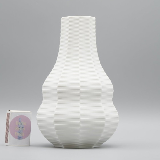 Image 1 of Archais Heinrich Fuchs Op Art Retro Hutschenreuther Bisque Porcelaine Vase Duo