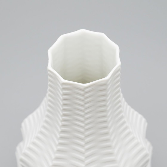 Image 1 of Archais Heinrich Fuchs Op Art Retro Hutschenreuther Bisque Porcelaine Vase Duo