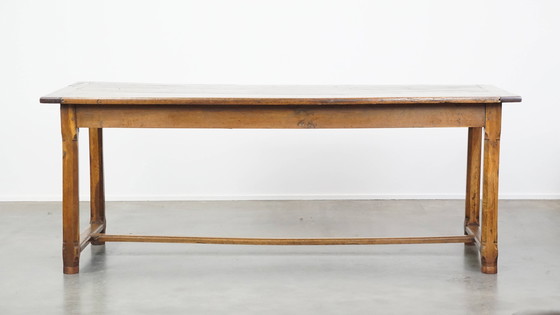 Image 1 of Table de salle à manger en chêne avec 2 tiroirs