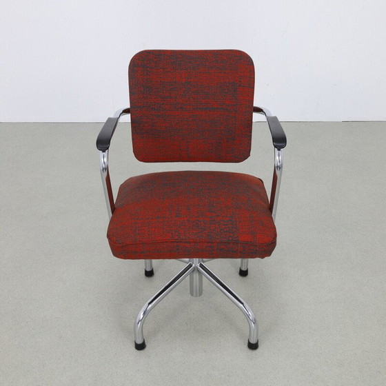 Image 1 of Chaise de bureau vintage avec ottoman en métal par Paul Schuitema pour Fana, 1960