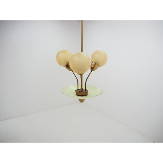 Image 1 of Lustre vintage art déco en laiton, Allemagne 1940