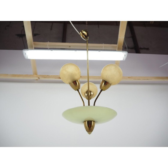 Image 1 of Lustre vintage art déco en laiton, Allemagne 1940