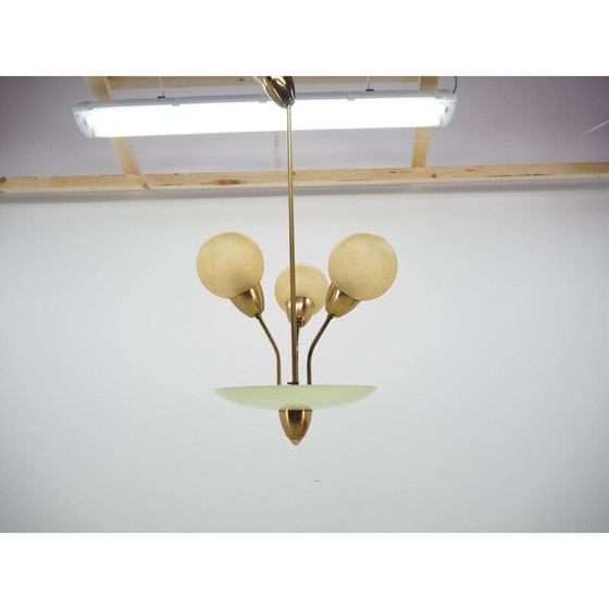 Image 1 of Lustre vintage art déco en laiton, Allemagne 1940