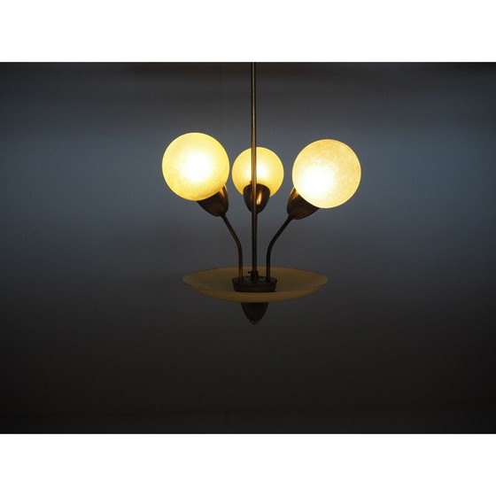 Image 1 of Lustre vintage art déco en laiton, Allemagne 1940