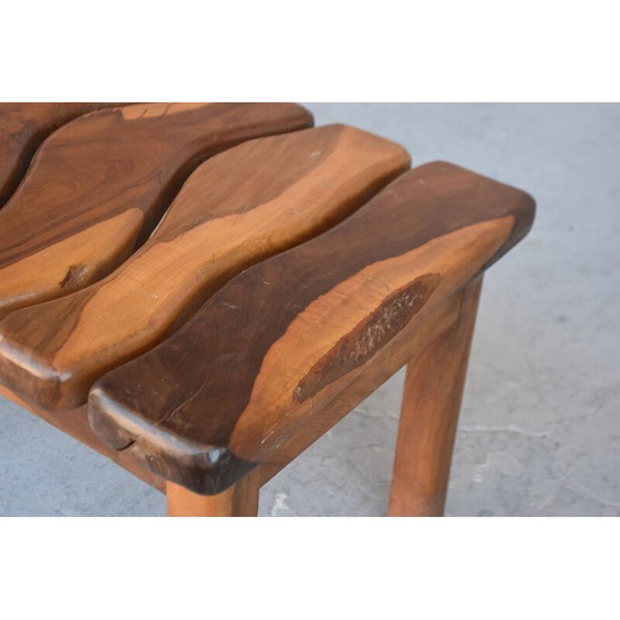 Image 1 of Table basse vintage brutaliste en bois d'olivier