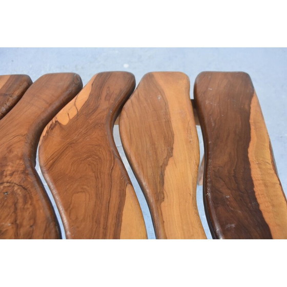 Image 1 of Table basse vintage brutaliste en bois d'olivier
