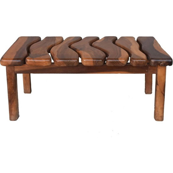 Image 1 of Table basse vintage brutaliste en bois d'olivier