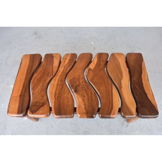 Image 1 of Table basse vintage brutaliste en bois d'olivier