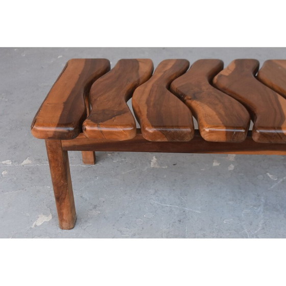 Image 1 of Table basse vintage brutaliste en bois d'olivier