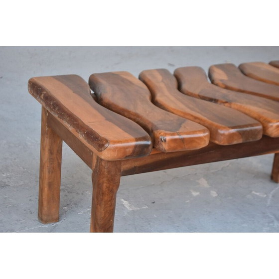 Image 1 of Table basse vintage brutaliste en bois d'olivier
