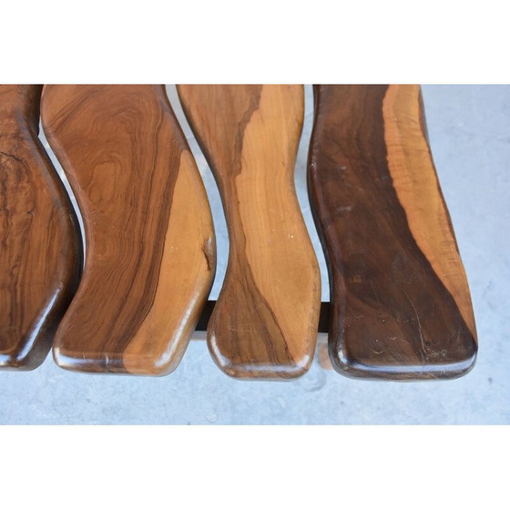 Image 1 of Table basse vintage brutaliste en bois d'olivier