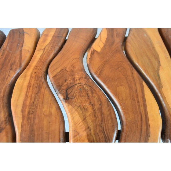 Image 1 of Table basse vintage brutaliste en bois d'olivier