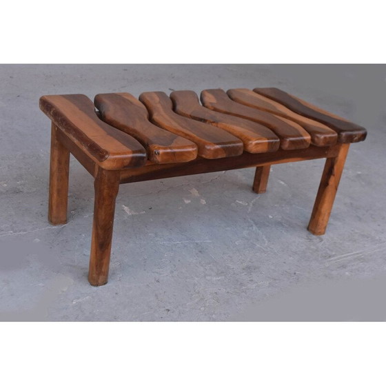 Image 1 of Table basse vintage brutaliste en bois d'olivier