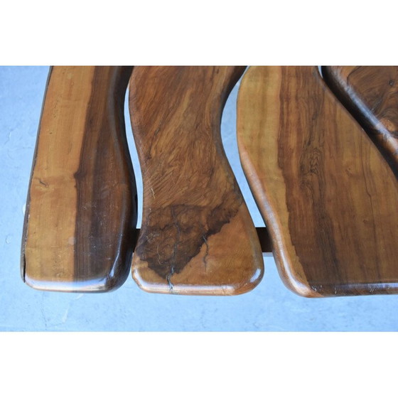 Image 1 of Table basse vintage brutaliste en bois d'olivier