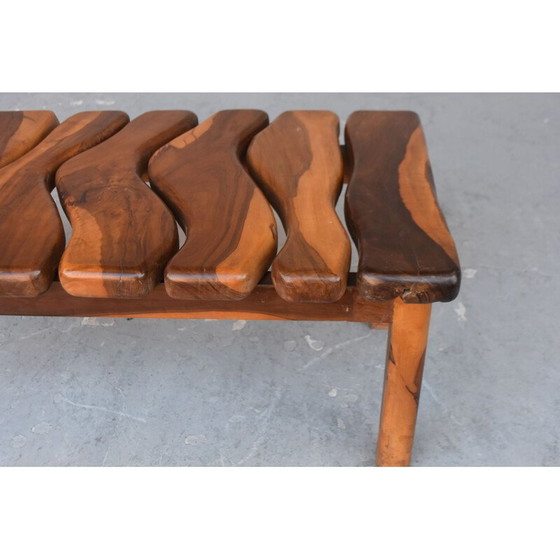 Image 1 of Table basse vintage brutaliste en bois d'olivier
