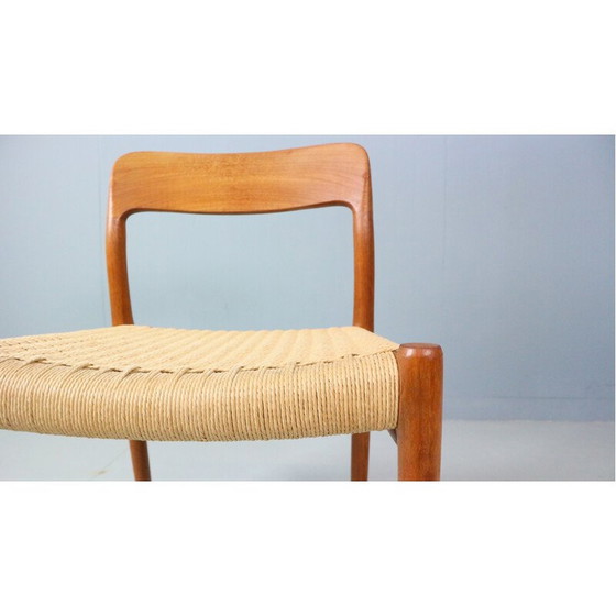 Image 1 of Chaise de salle à manger vintage modèle 75 en teck et corde par Niels Otto Møller pour JL Møllers Møbelfabrik, Danemark 1970