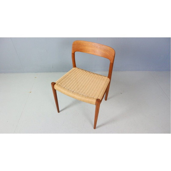 Image 1 of Chaise de salle à manger vintage modèle 75 en teck et corde par Niels Otto Møller pour JL Møllers Møbelfabrik, Danemark 1970