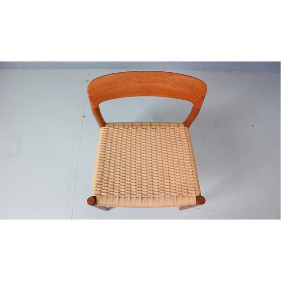 Image 1 of Chaise de salle à manger vintage modèle 75 en teck et corde par Niels Otto Møller pour JL Møllers Møbelfabrik, Danemark 1970