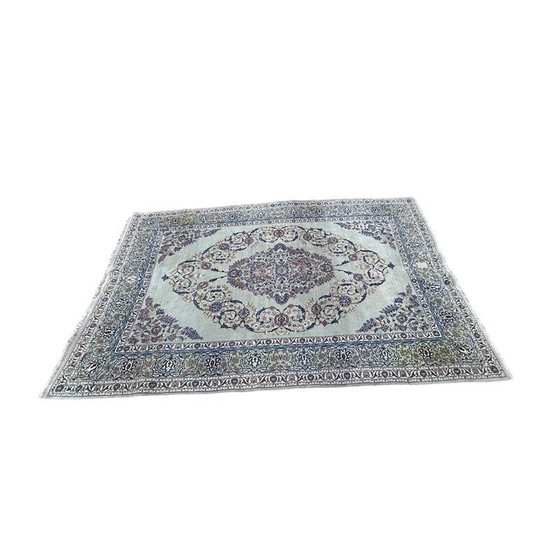 Image 1 of Tapis persan vintage en laine et soie naturelle, 1970
