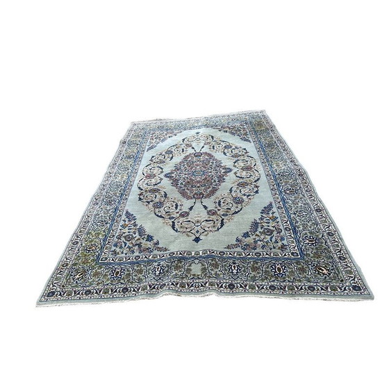 Image 1 of Tapis persan vintage en laine et soie naturelle, 1970