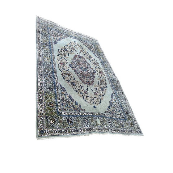 Image 1 of Tapis persan vintage en laine et soie naturelle, 1970