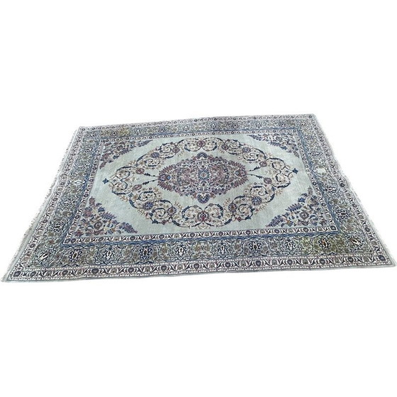 Image 1 of Tapis persan vintage en laine et soie naturelle, 1970