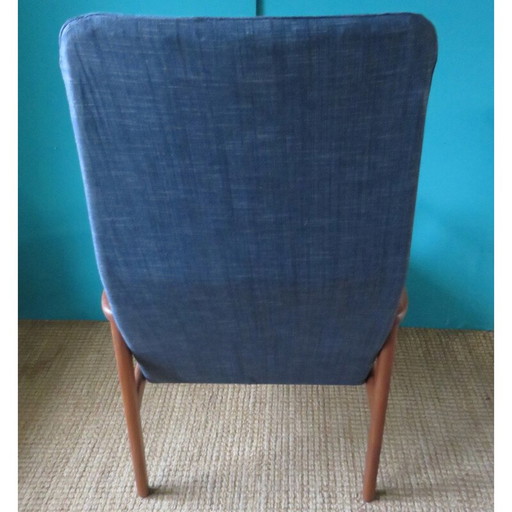 Fauteuil vintage en teck noir bleuté, Danemark 1960