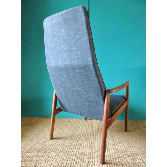 Image 1 of Fauteuil vintage en teck noir bleuté, Danemark 1960