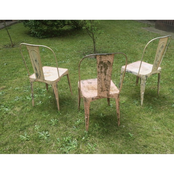 Image 1 of Ensemble de 3 chaises de jardin empilables Tolix patinées vintage