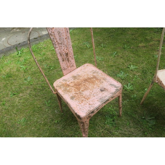Image 1 of Ensemble de 3 chaises de jardin empilables Tolix patinées vintage
