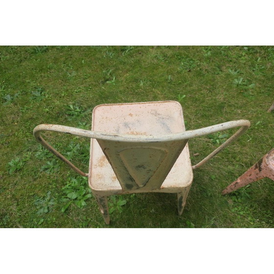 Image 1 of Ensemble de 3 chaises de jardin empilables Tolix patinées vintage
